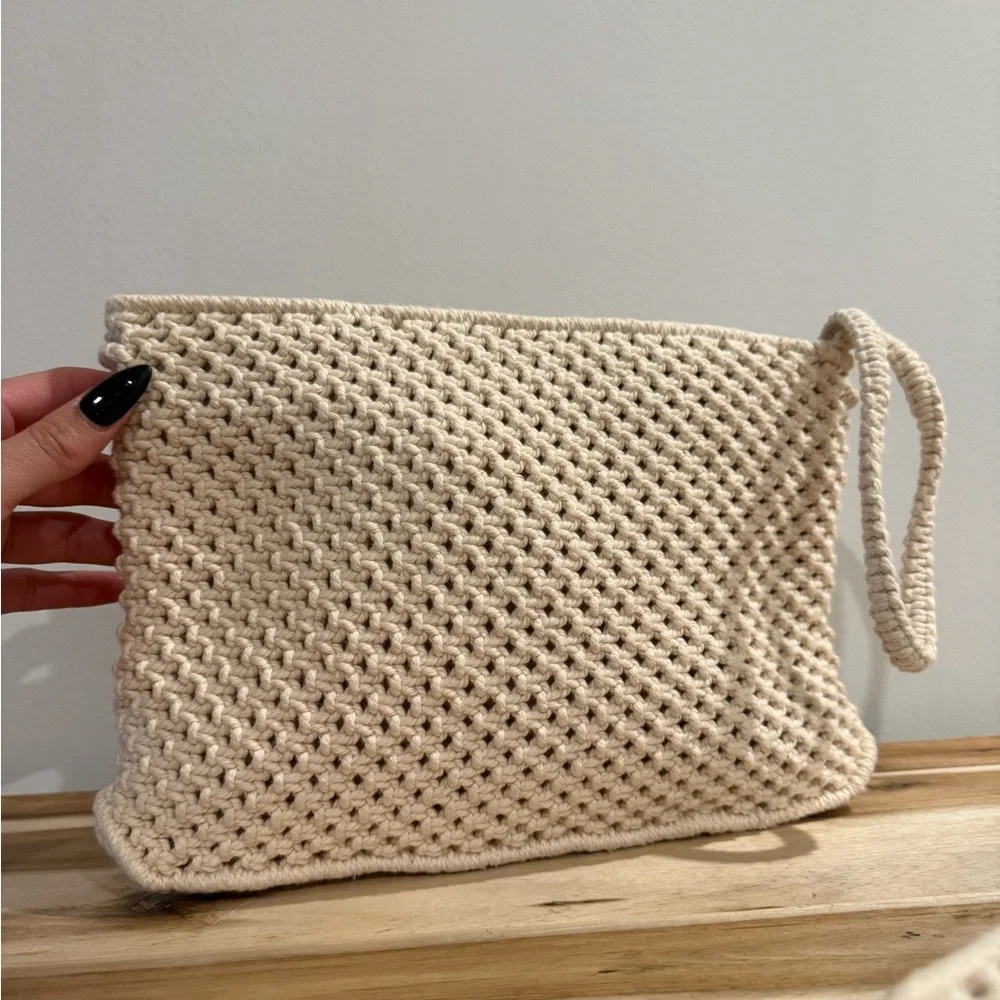 Crochet Women's Bag Cream (2 count) Vintage-THE PEOPLES REPUBLIC OF CHINA ✅SALE✅ - Picture 3 of 14